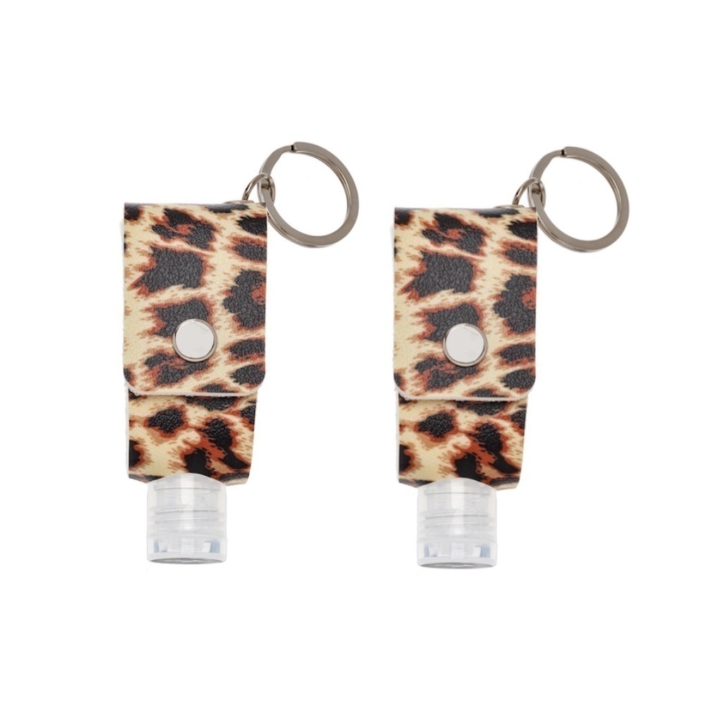 NWT Leopard Print Travel Bottle Set – Keychain Holders for Sanitizer, Sunscreen,